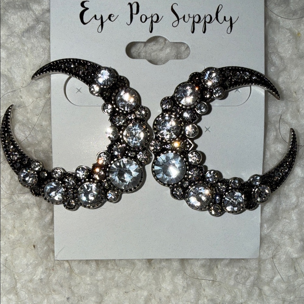 Eye Pop Supply Black and Silver Crescent Earrings